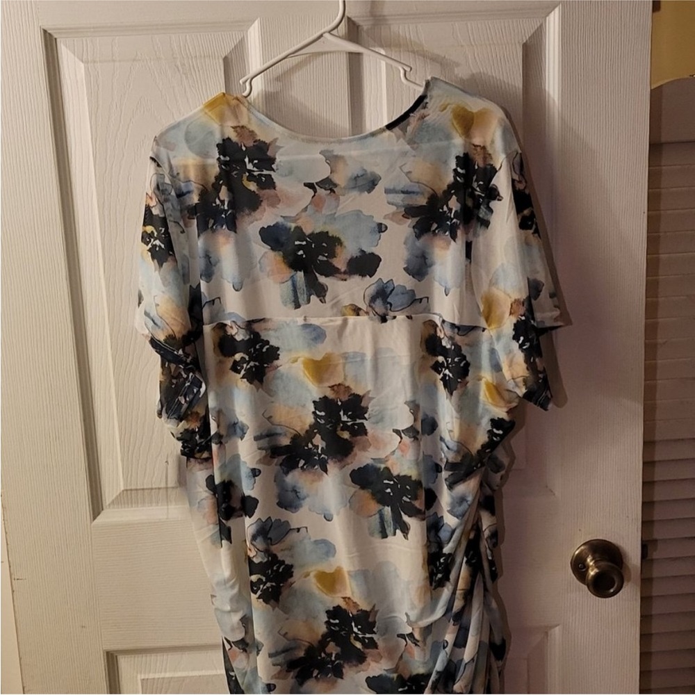 Torrid Blue Ruched Short Sleeve T-Shirt - Picture 5 of 8